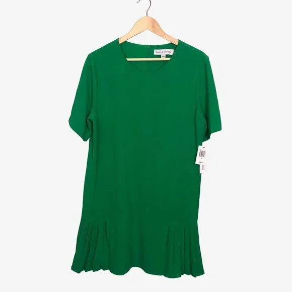 green emerald velvet dress Kelly Green Striped Pleated Dress